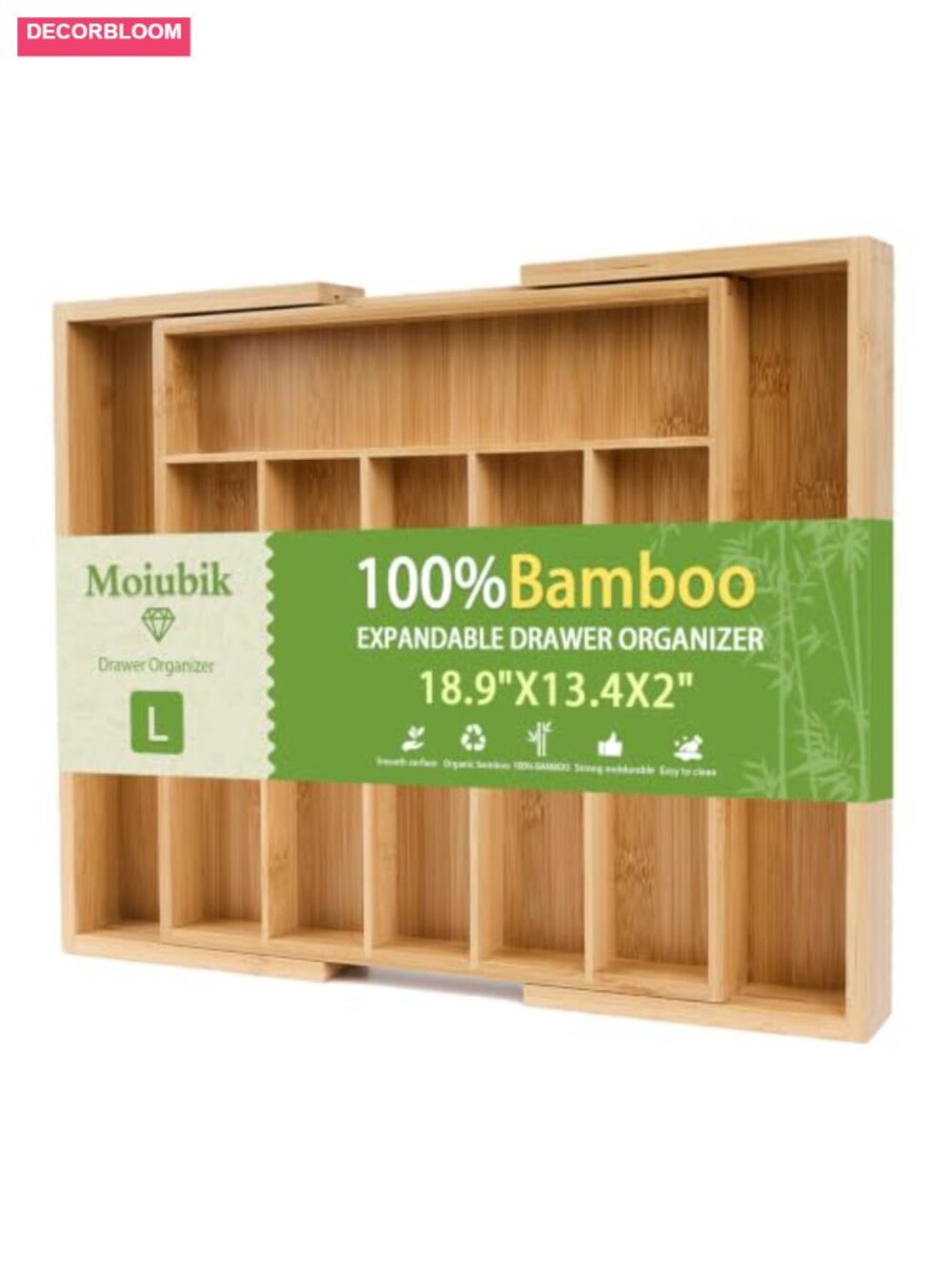 Bamboo Expandable Silverware Drawer Organizer 8 Slot Utensil Tray